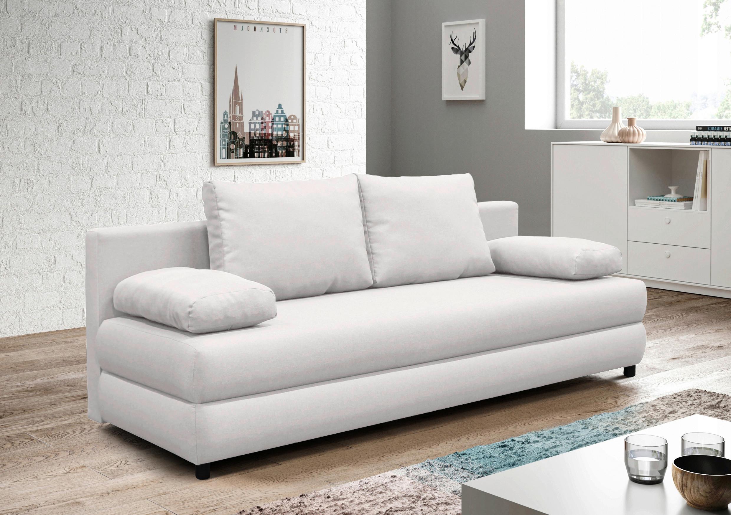 Schlafsofa Mela Weiß B: 206 Cm - Schwarz/Weiß, Design, Textil (206/87/88cm) - P & B