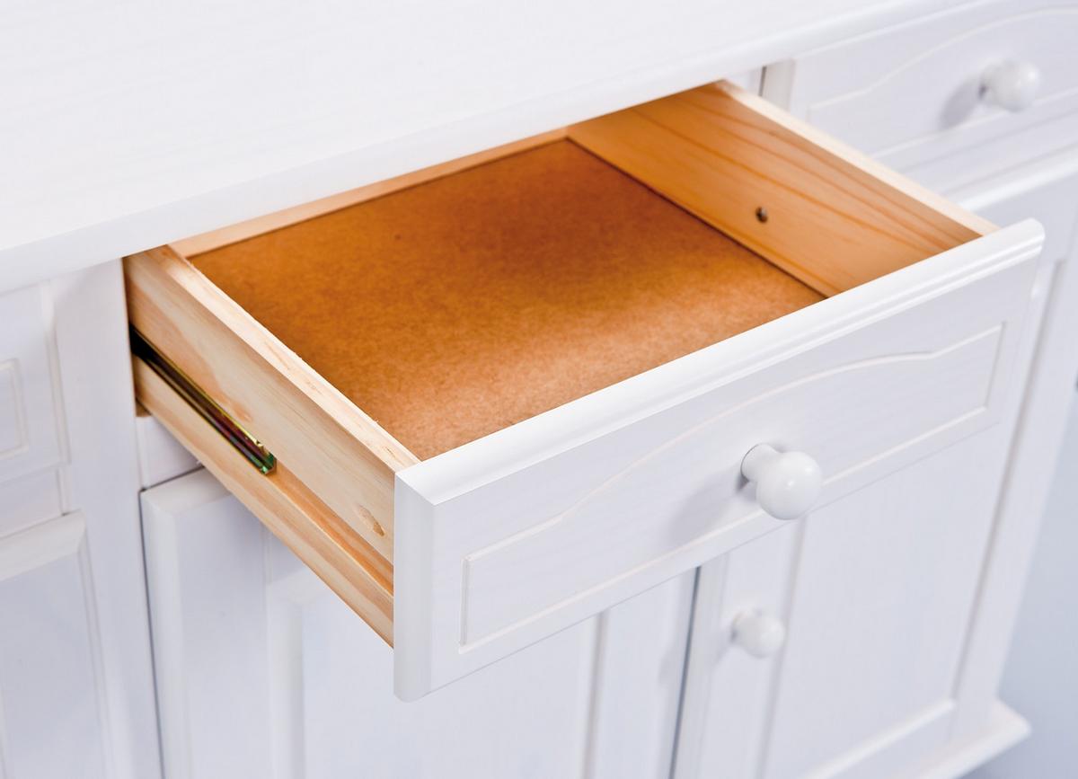 Kommode Echtholz Massiv B 130cm Livo, Weiß - Weiß, LIFESTYLE, Holz (130/87/43cm) - Livetastic