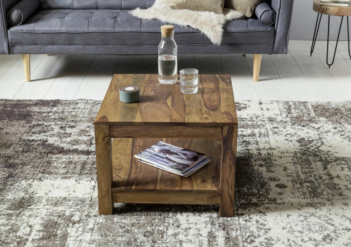 Couchtisch Holz Massiv Mit Ablageplatte Mumbai, Sheesham - Sheeshamfarben, Design, Holz (60/60/40cm) - MID.YOU