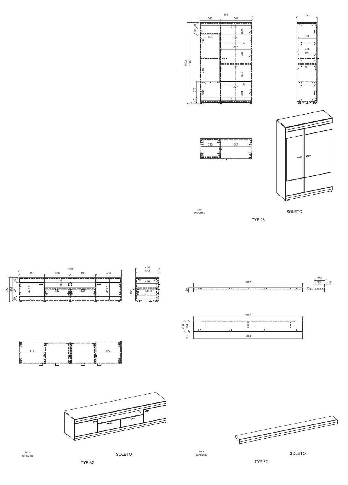 Wohnwand Soleto Graphit/Eichefarben B: 300cm - Eichefarben/Schwarz, Design, Glas/Holzwerkstoff (300/170/45cm) - MID.YOU