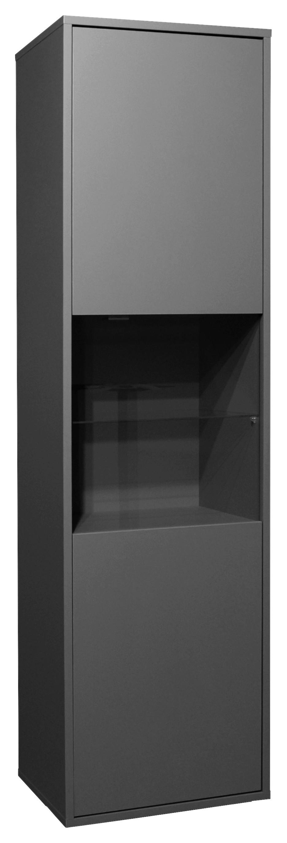 Vitrína Bounty, Antracitová - antracitová, Moderní (51/182/45cm) - Premium Living