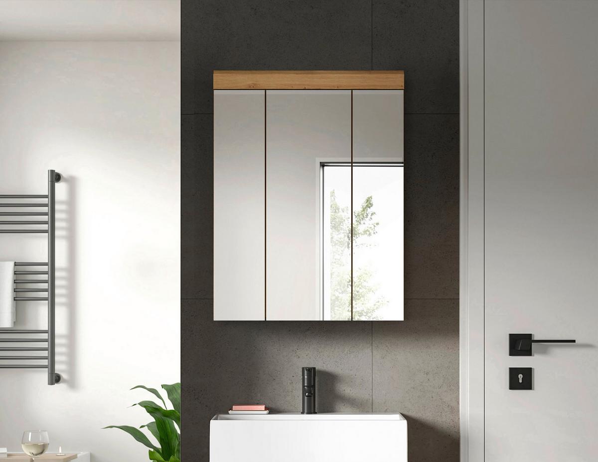 Spiegelschrank Scout Eiche Artisan Dekor B: 60 cm - Salbeigrün/Eiche Artisan, MODERN, Glas/Holzwerkstoff (60/79/18cm) - MID.YOU