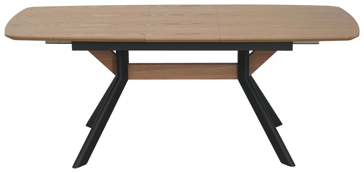 Esstisch Riga Naturfarben/SchwarzL:160-200cm - Schwarz/Naturfarben, MODERN, Holzwerkstoff/Metall (160/200/95/76cm) - Livetastic