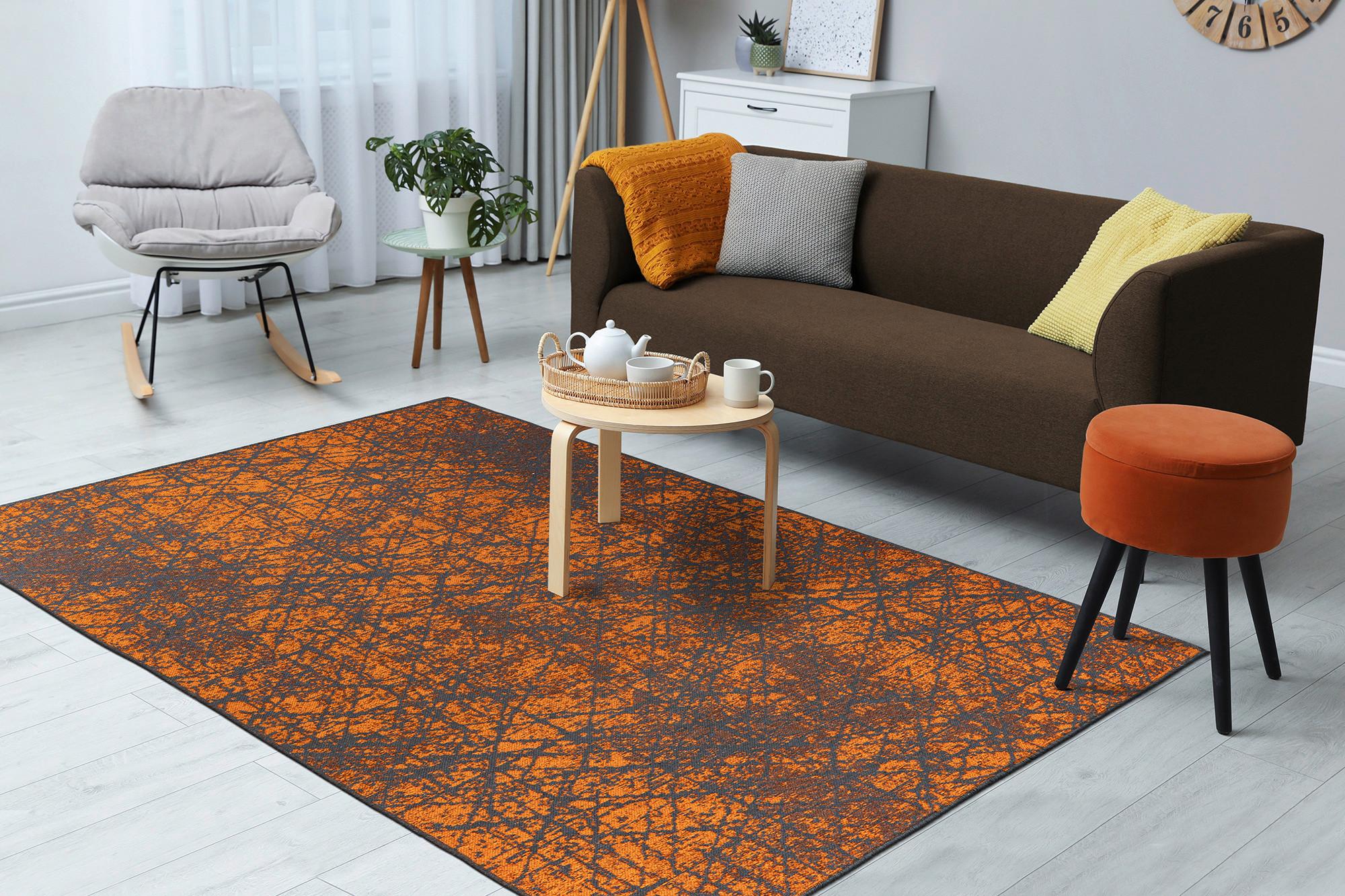 Teppich Orange Kalevi 200 120/170 cm Naturfaser - Orange, KONVENTIONELL, Textil (120/170cm)