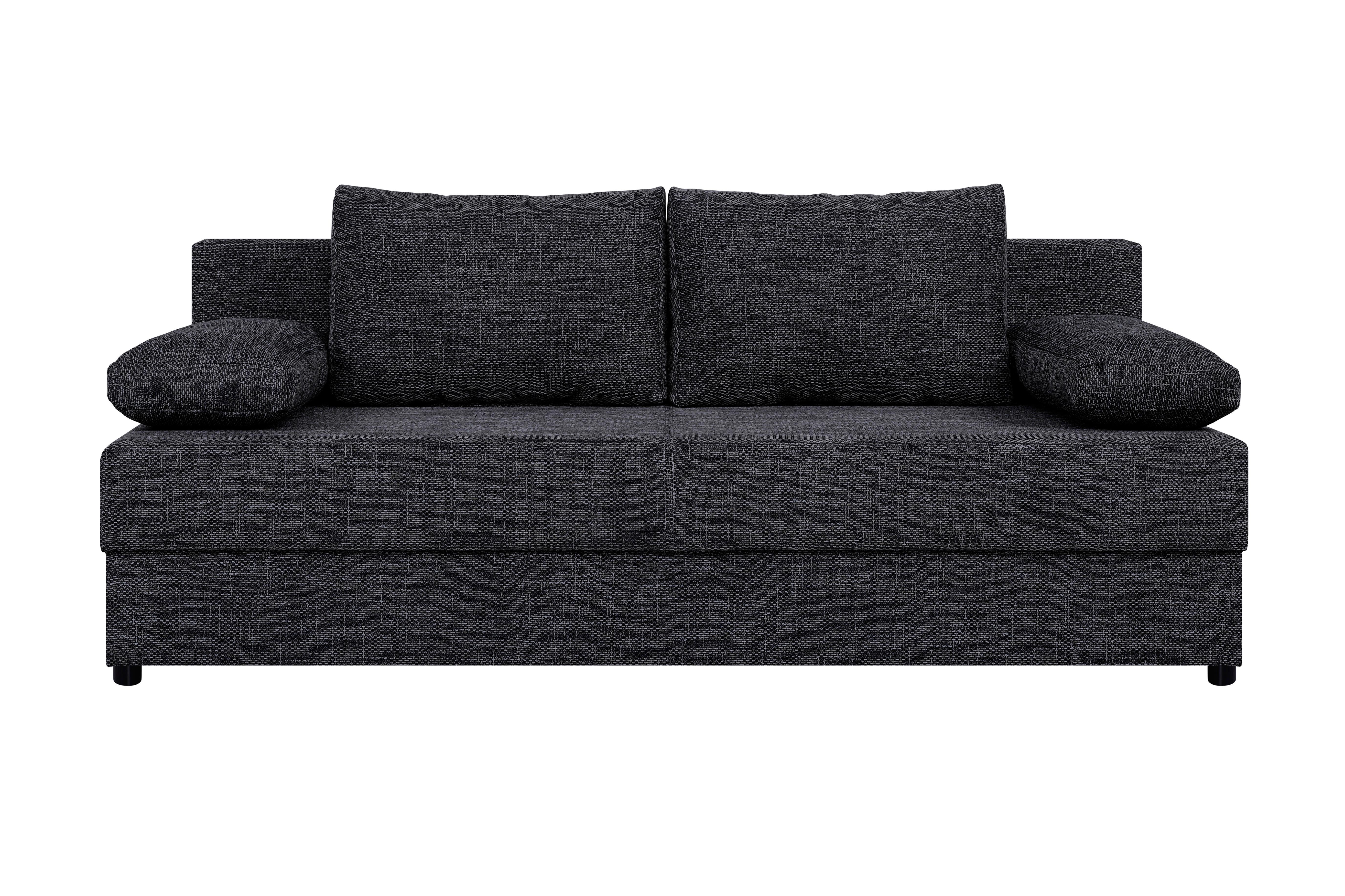 2-Sitzer-Sofa Mega mit Schlaffunktion & Bettkasten - Schwarz, Design, Holzwerkstoff/Textil (190/80/75cm) - P & B