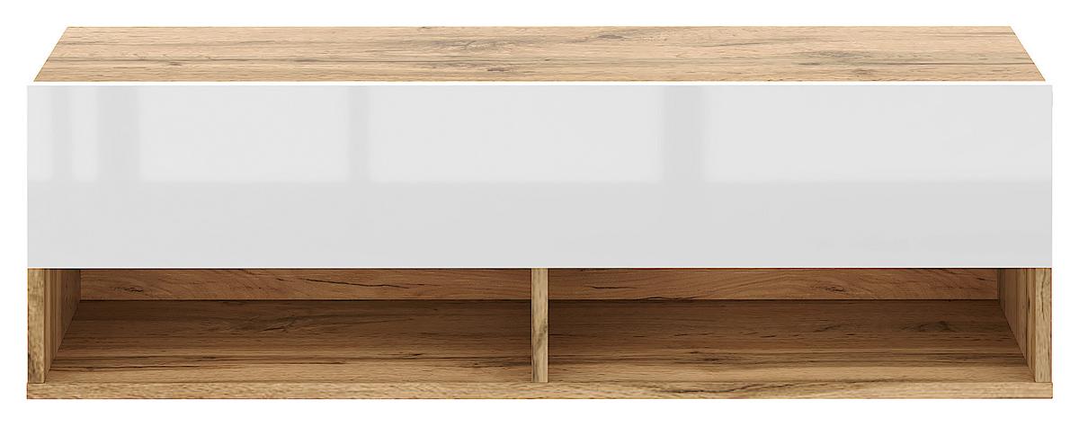 Lowboard Derby 100 - Weiß Hochglanz/Eiche Wotan, Design, Holzwerkstoff (100/31,5/32,5cm) - Livetastic