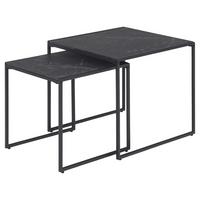 Sada 2 konferenčných stolíkov INFINITY - čierna, Modern, kov/kompozitné drevo (50/45/50cm)