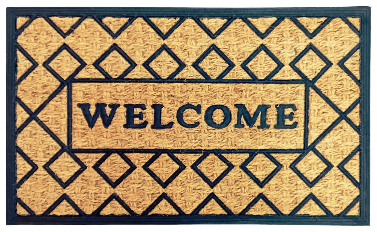 Lábtörlő Kb. 45/75cm - fekete/világosbarna, Basics, műanyag/természetes anyagok (45/75cm) - Best Price