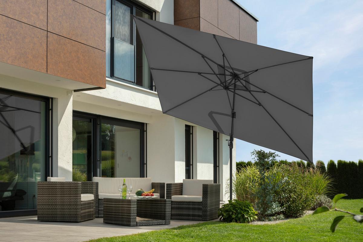 Ampelschirm Rhodos Twist BxHxT: 322x276x350 cm Anthrazit - Anthrazit, Basics, Textil/Metall (322/276/350x260cm) - Schneider