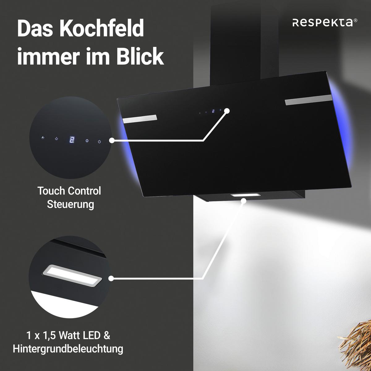 Kopffreihaube Respekta Solea Metall/Glas Schwarz B: 90 cm - Schwarz, Trend, Glas/Metall (90/76,4-114,4/38,2cm) - Respekta