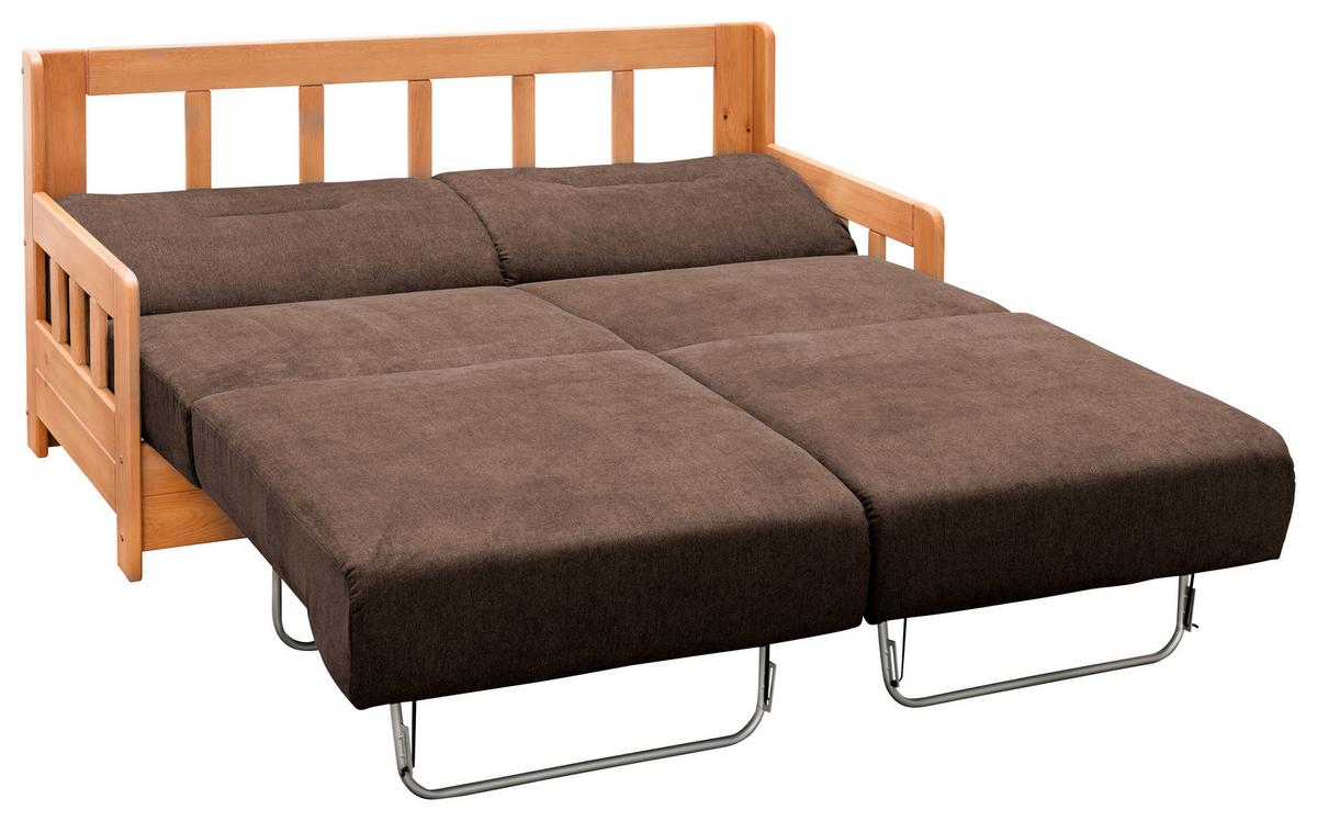 2-sitzer-sofa Mit Schlaffunkt. Camino Holzkorpus Braun - Dunkelbraun/Honig, LIFESTYLE, Holz/Textil (154/88/90cm) - Livetastic