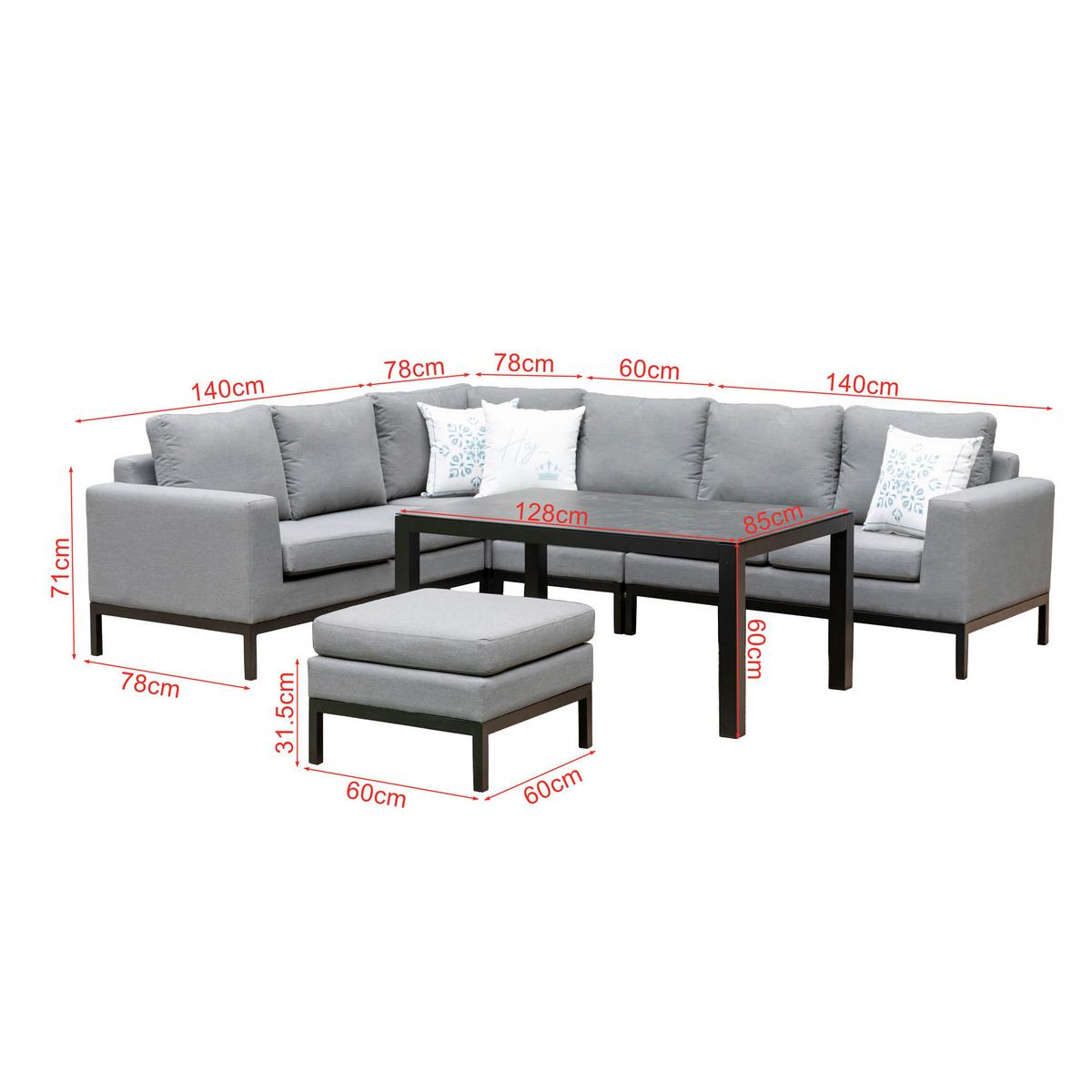 Loungegarnitur Tarent - Anthrazit/Grau, MODERN, Textil/Metall - Gardenson