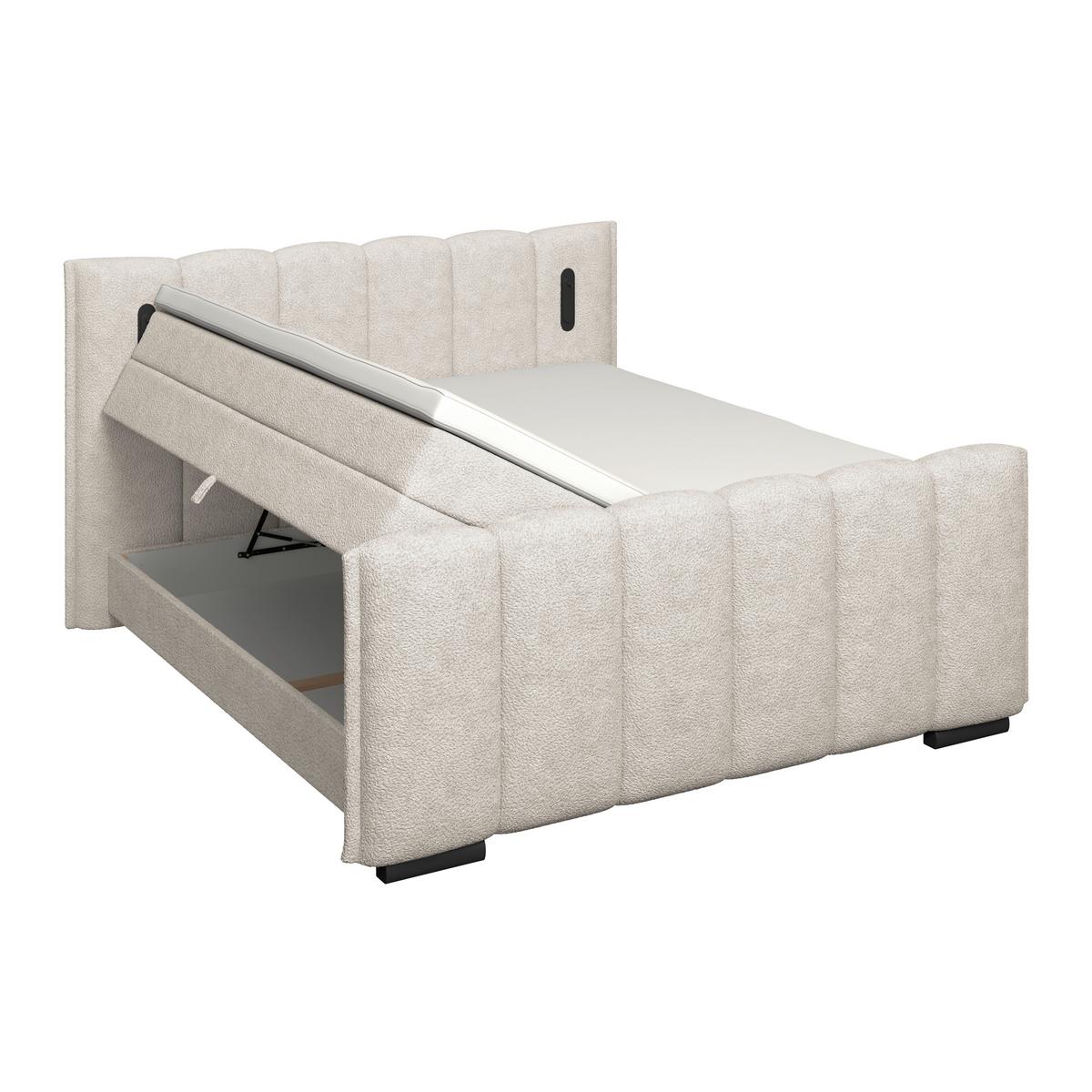 Boxspringbett Elysia inkl. Matratze 180x220 - Beige/Schwarz, Trend, Holz/Holzwerkstoff (180/220cm) - Luca Bessoni
