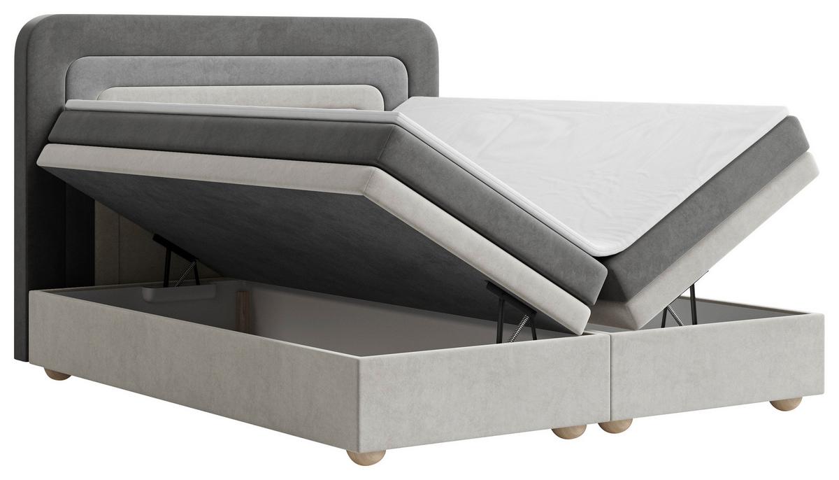 Boxbett Nest Lf:160x200 Hellgrau/Dunkelgrau - Dunkelgrau/Hellgrau, MODERN, Holz/Kunststoff (160/200cm) - MID.YOU