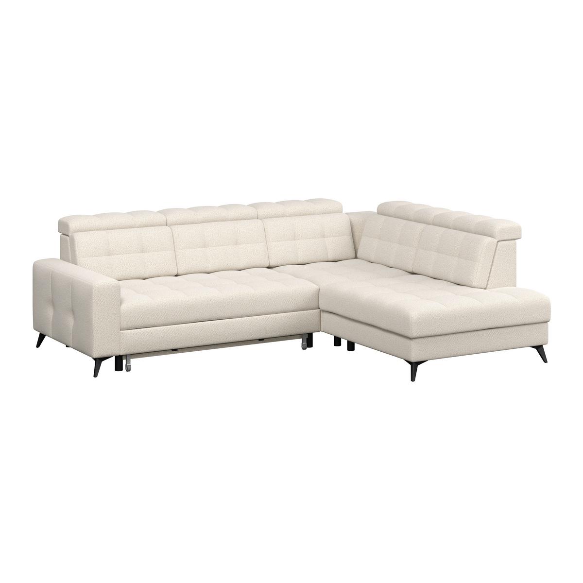 Ecksofa Barletta New Velours Beige, 289x228cm - Beige/Schwarz, ROMANTIK / LANDHAUS, Textil (289/228cm) - Luca Bessoni