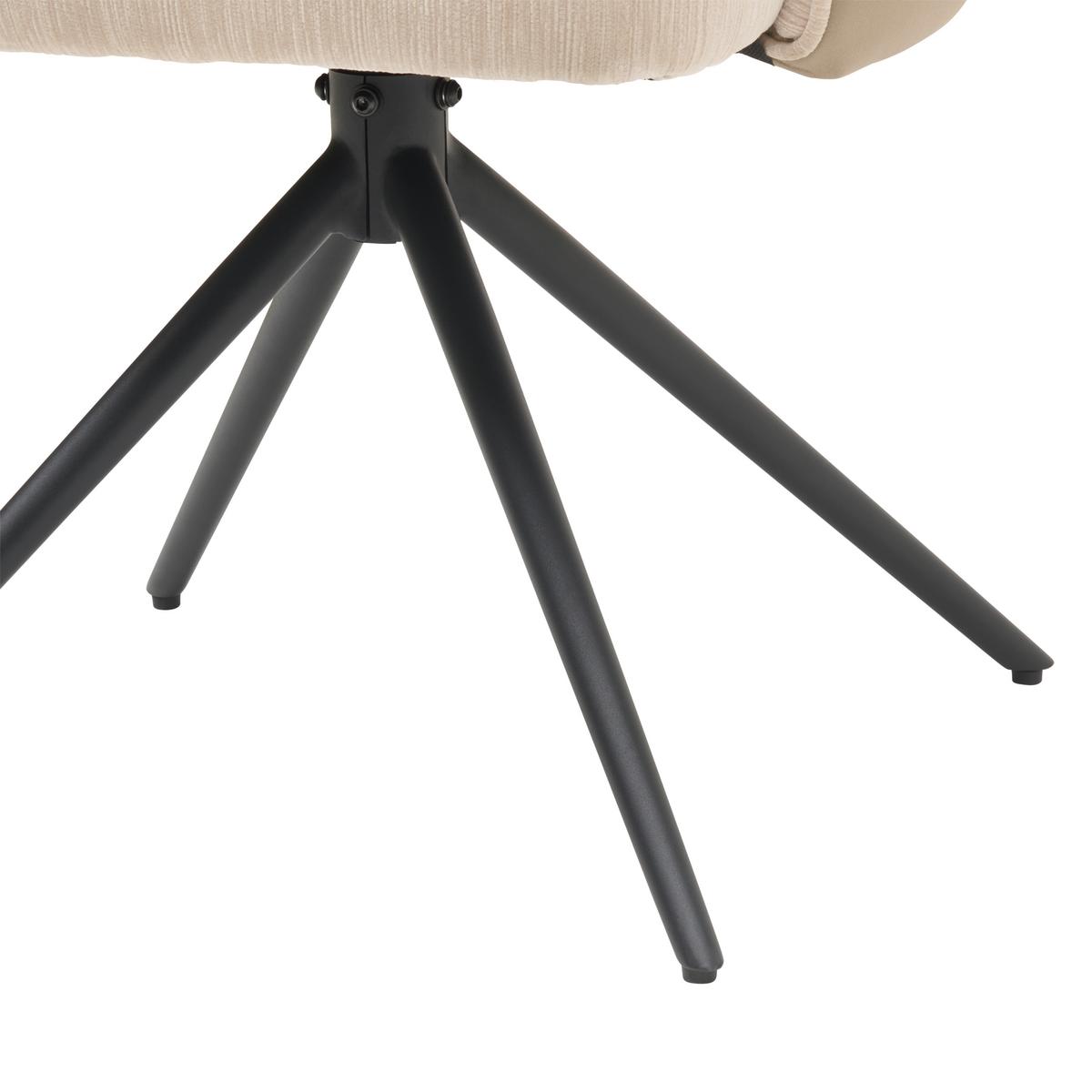 Armlehnstuhl Mia Webstoff Beige, B: 58 cm - Beige/Schwarz, KONVENTIONELL, Textil/Metall (58/82/64cm) - MID.YOU