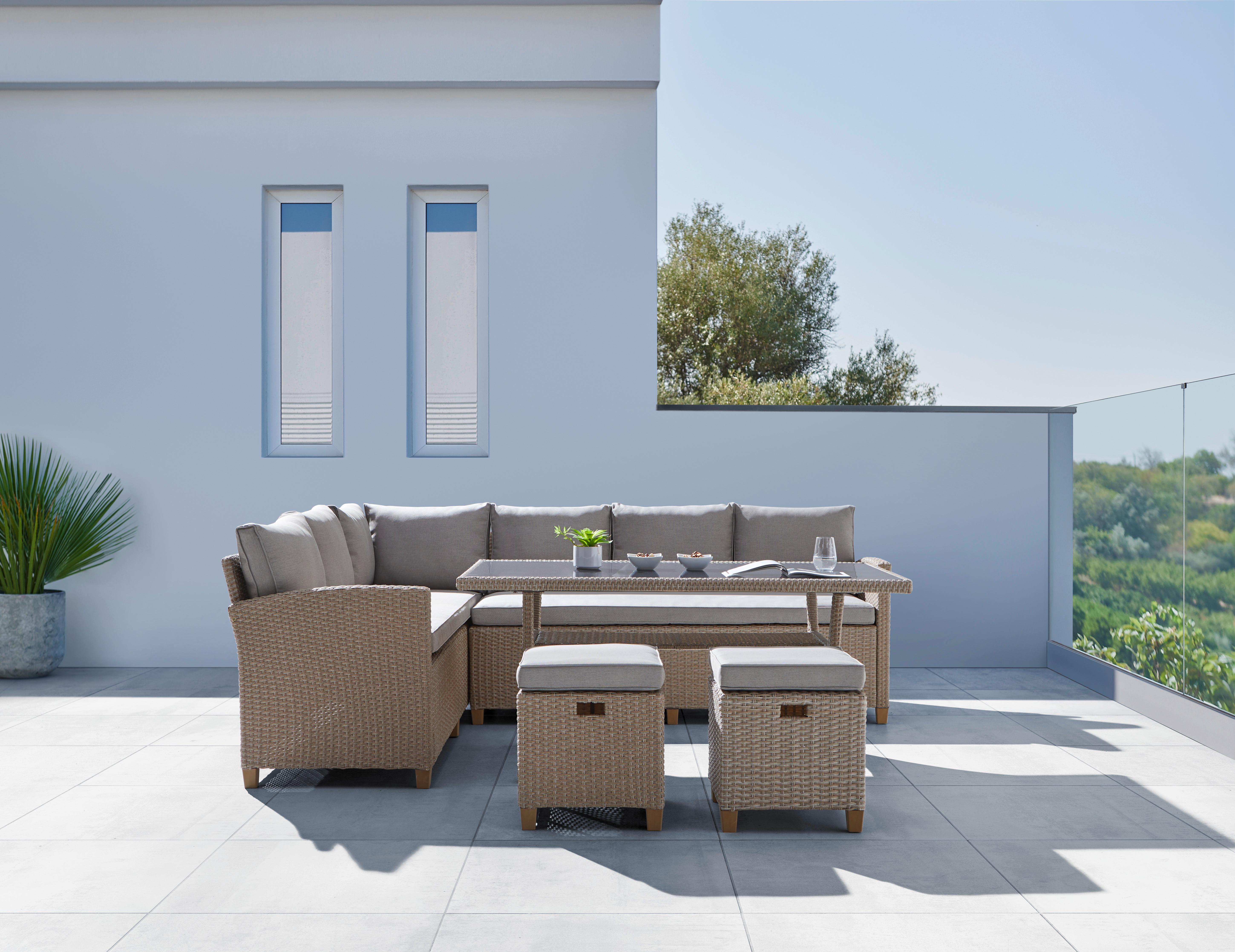 TERASOVÁ SEDACÍ SOUPRAVA Liow - černá/hnědá, kov/textil (175/235cm) - Modern Living