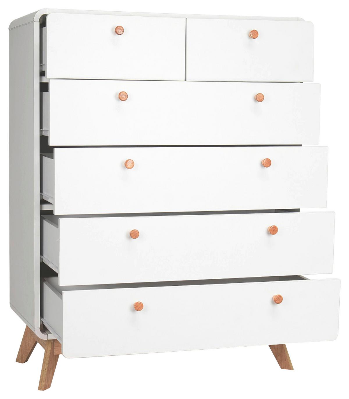 Kommode Cassie Weiß 81 cm - Eichefarben/Weiß, Design, Holzwerkstoff (81/104/39cm) - MID.YOU