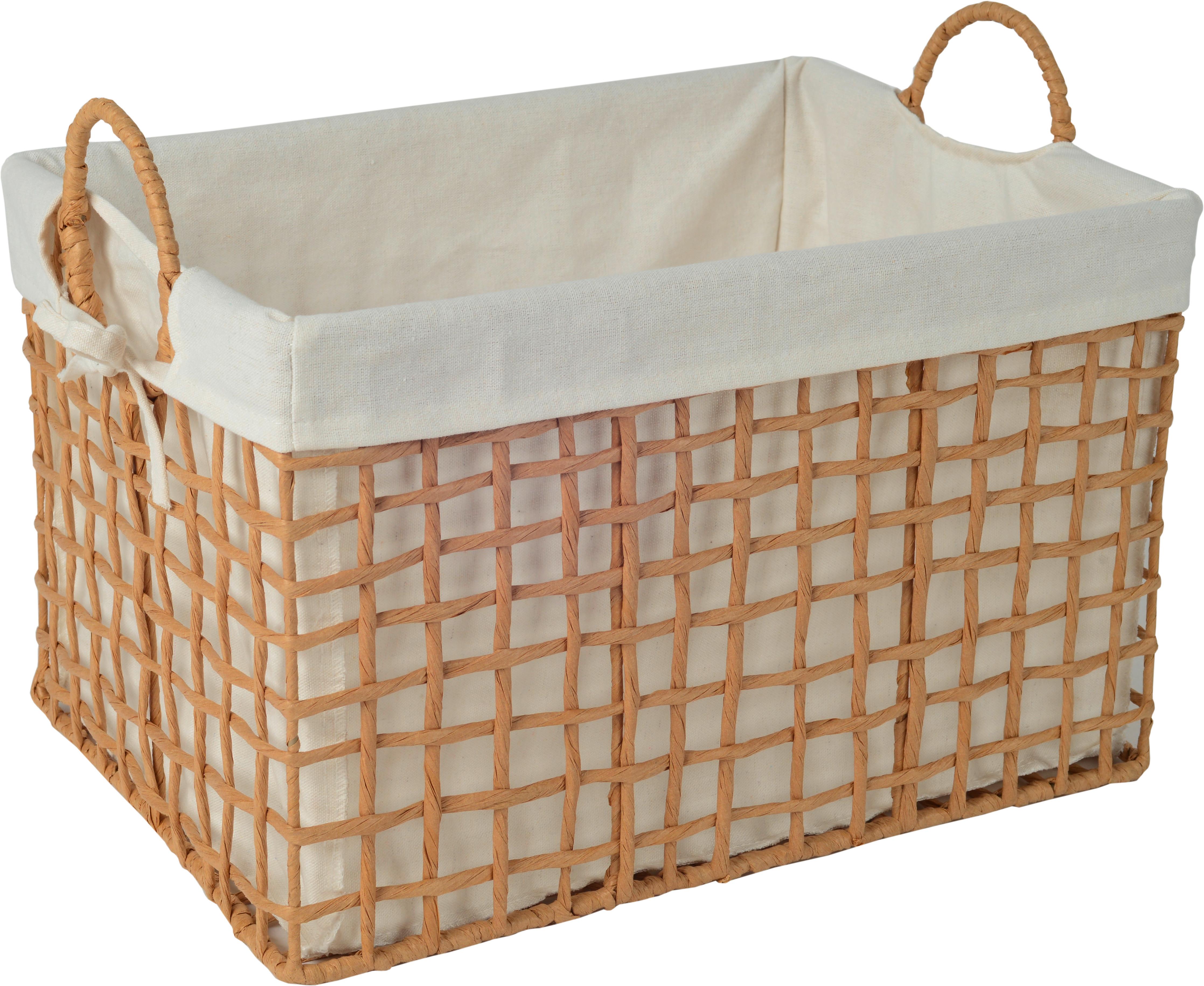 Regalkorb Alejna - Naturfarben/Weiß, ROMANTIK / LANDHAUS, Papier/Textil (40/30/25cm) - Luca Bessoni