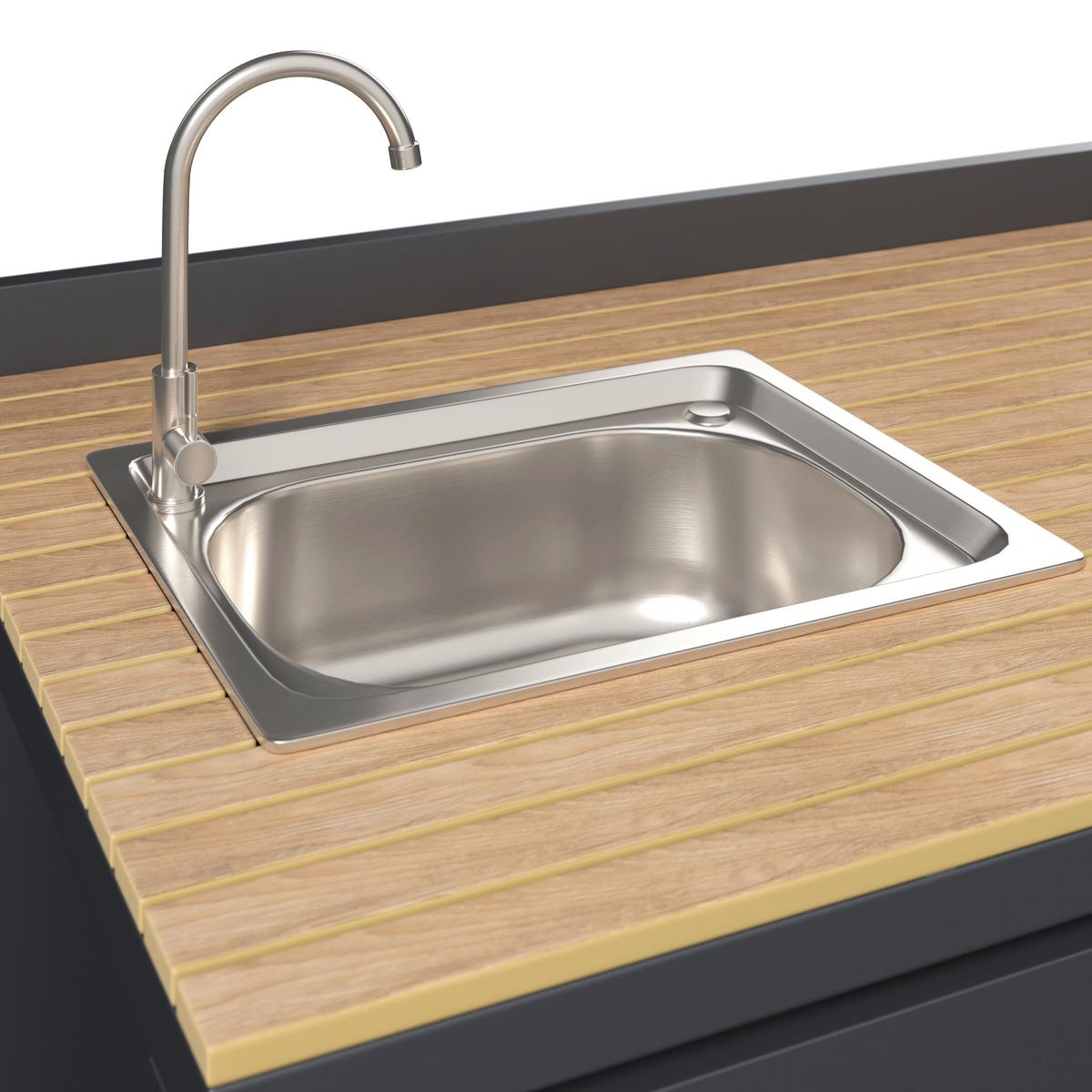 Outdoorküche Bern I - Anthrazit/Naturfarben, Basics, Kunststoff/Metall (110/90/61cm) - Beldano