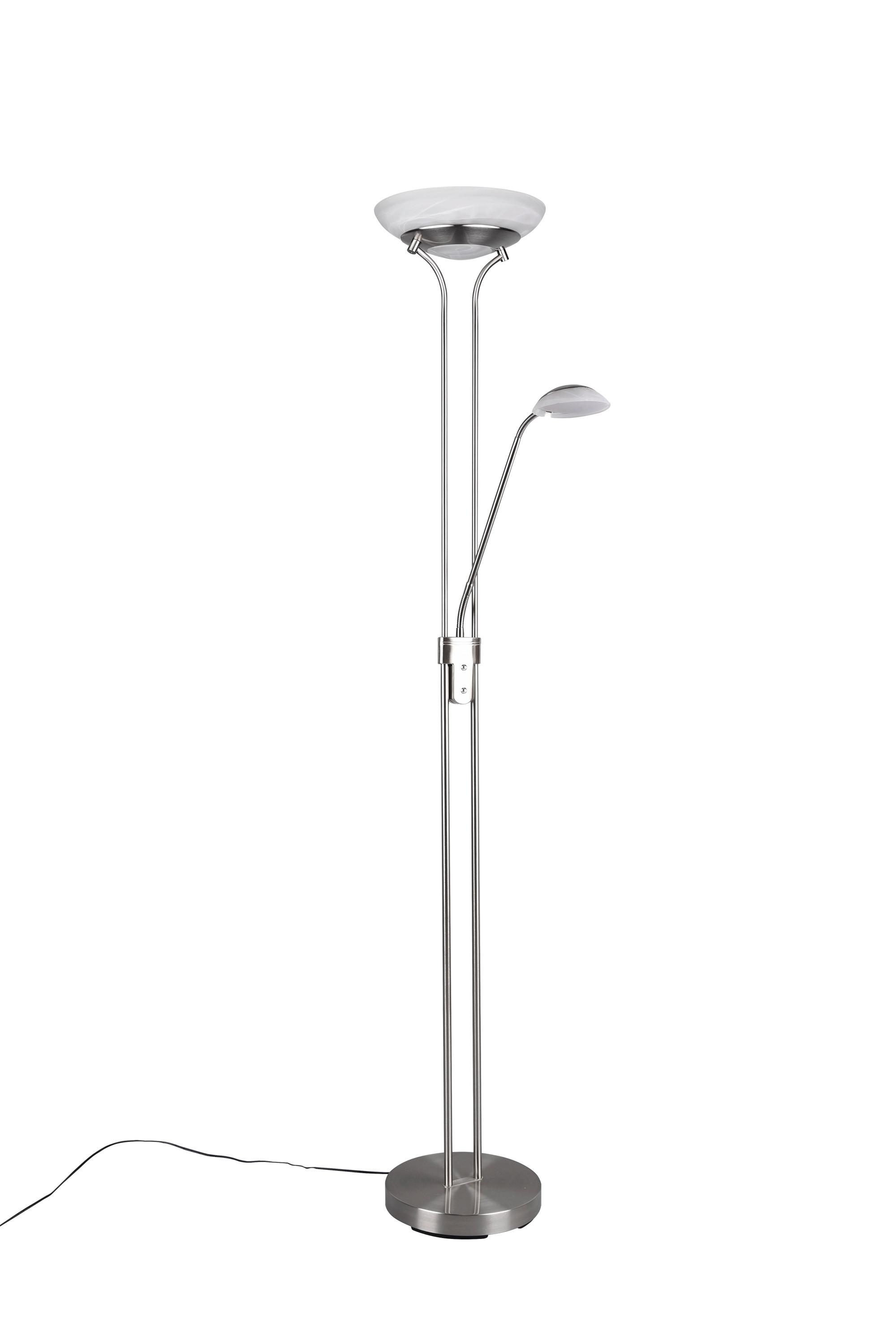 Led-stehlampe Dimmbar Weiß/nickelfarben, Flexarm - Weiß/Nickelfarben, Basics, Glas/Metall (32,5/180cm)