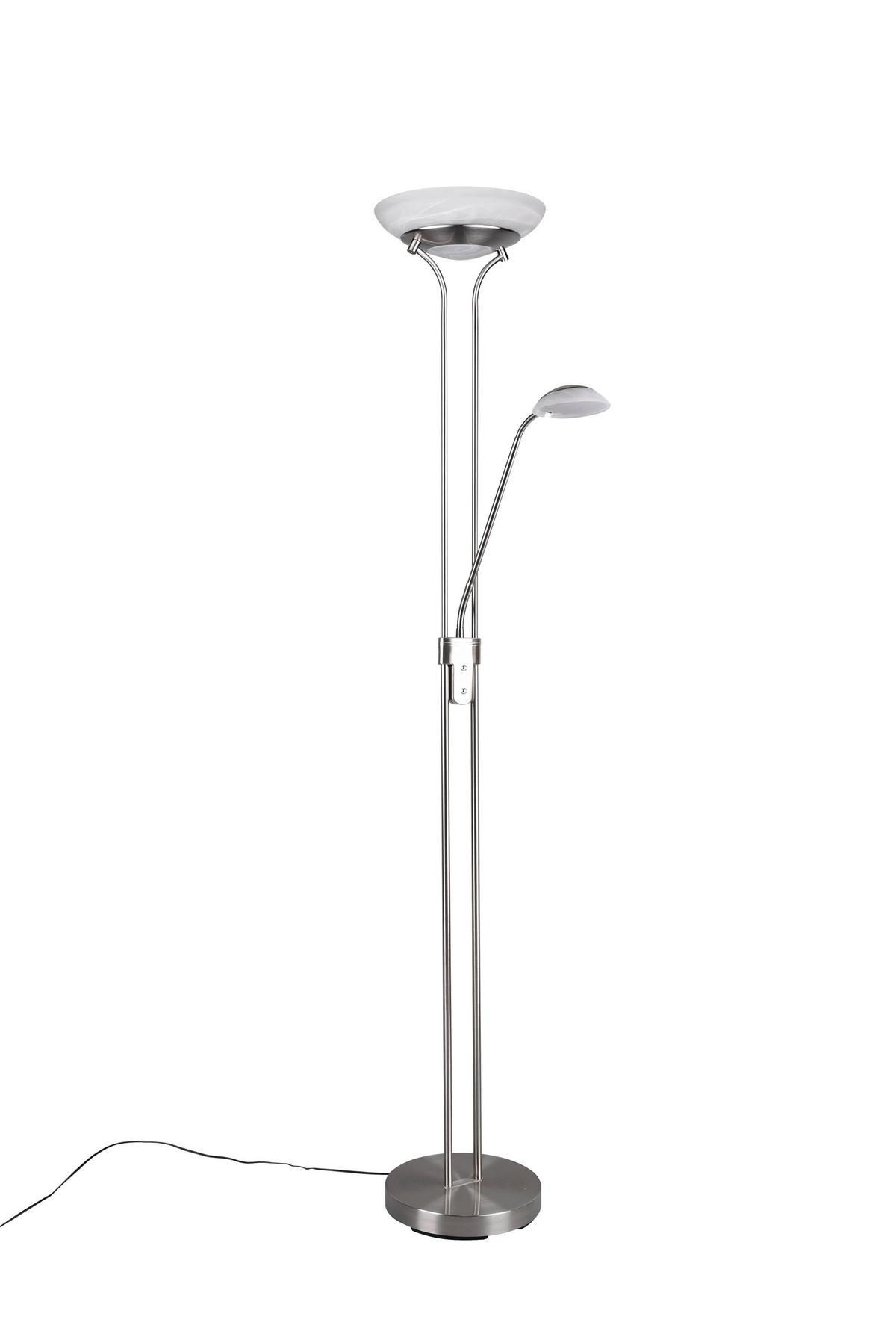 Led-stehlampe Dimmbar Weiß/nickelfarben, Flexarm - Weiß/Nickelfarben, Basics, Glas/Metall (32,5/180cm)