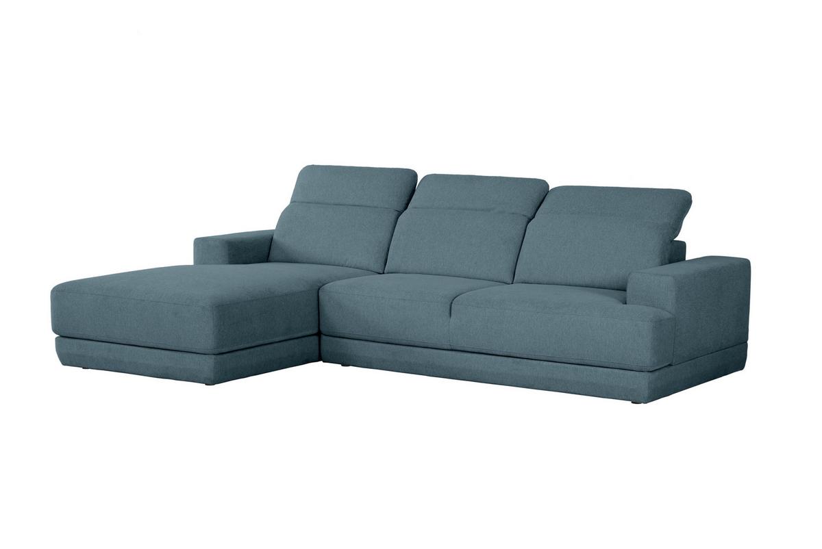 Ecksofa Frans Blau S: 204 cm - Blau/Schwarz, Design, Textil (204/293cm) - MID.YOU