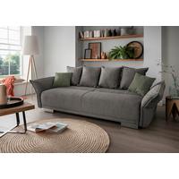 Bigsofa Pera, Graubraun B: 242 cm - Chromfarben/Dunkelgrün, MODERN, Textil (242/71/90/131cm) - Livetastic