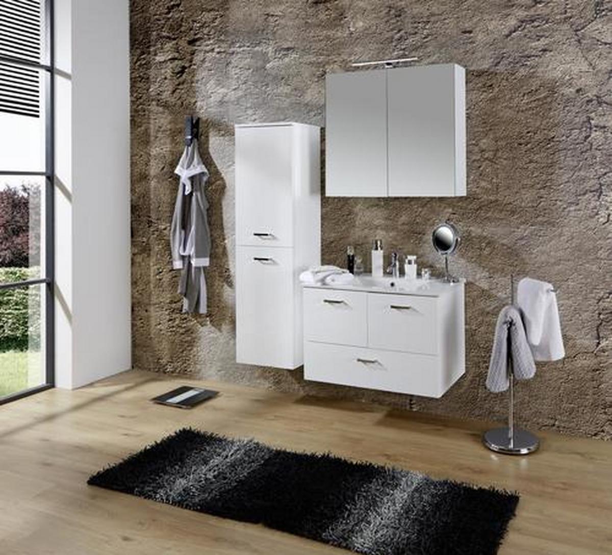 KOUPELNA BERGAMO - bílá, Konvenční, kompozitní dřevo/keramika (80/72/46cm)