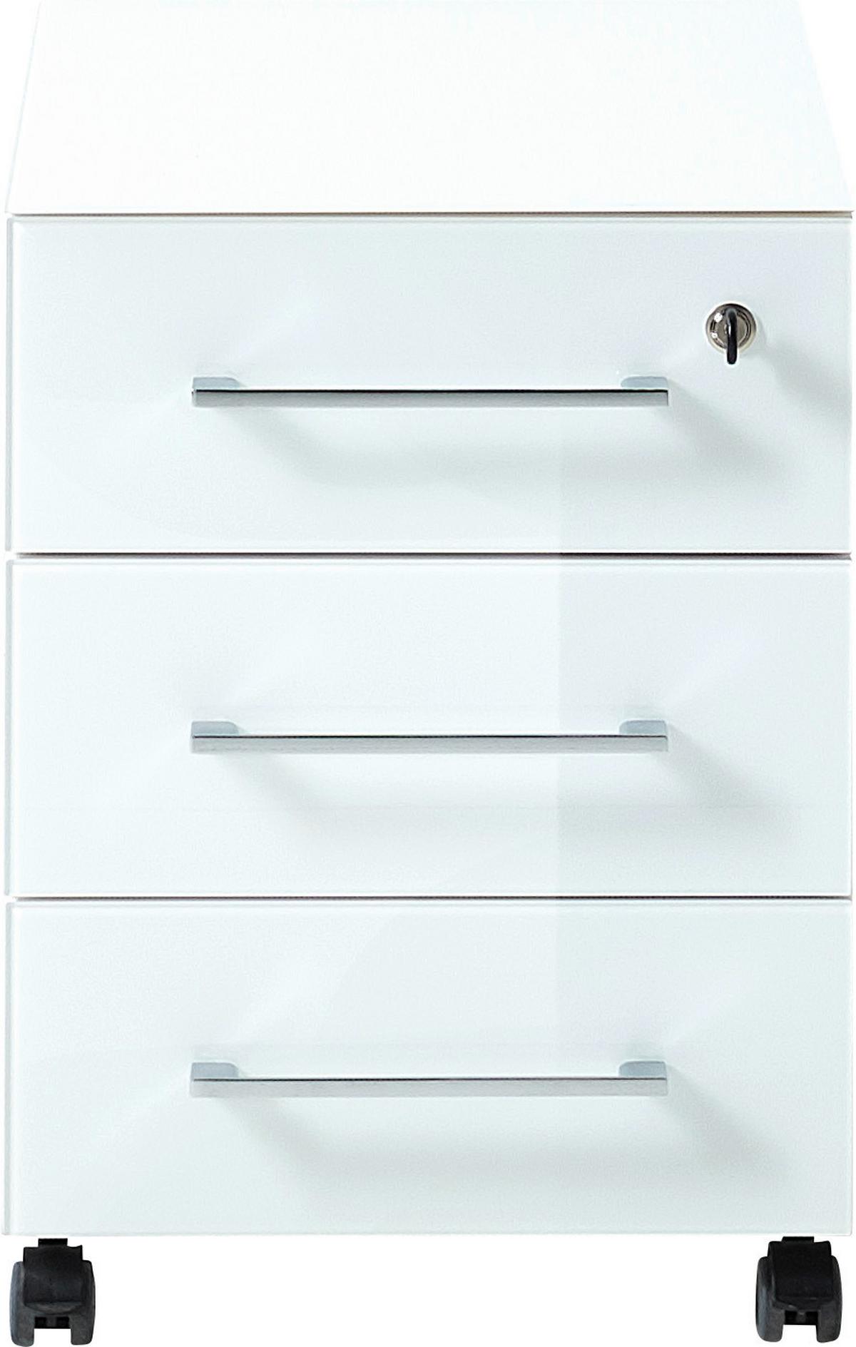 Rollcontainer Gw-monteria Weiß - Weiß, MODERN, Glas/Holzwerkstoff (40/55/50cm) - Germania