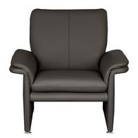 Sessel Comodo Echtleder dunkelbraun B: 93 cm - Dunkelbraun/Silberfarben, Design, Leder (93/90/88cm) - Livetastic