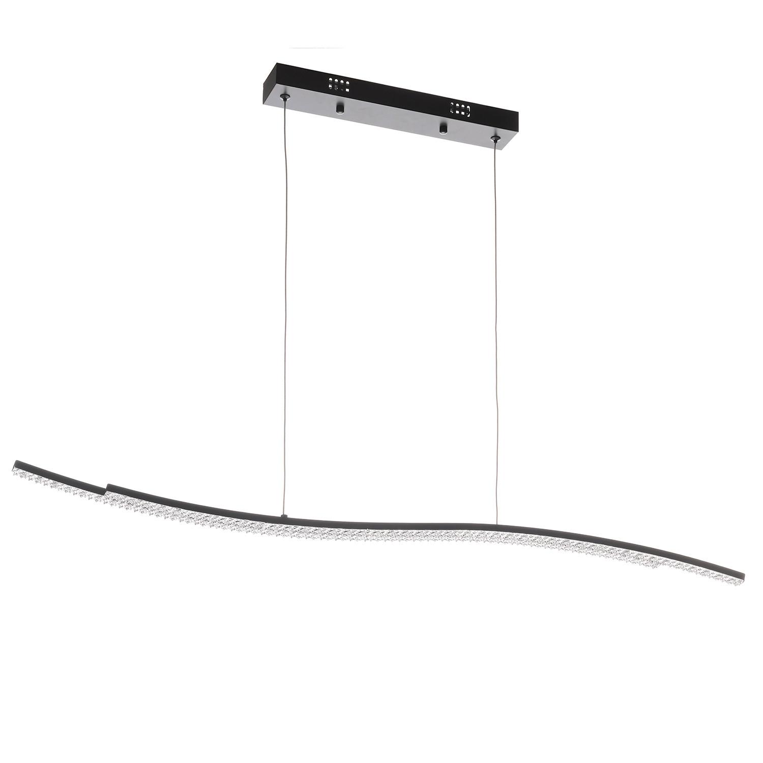 LED-Hängeleuchte Onda Graphitfarben Klar L: 100 cm - Klar/Graphitfarben, Design, Glas/Metall (100/3/110cm)