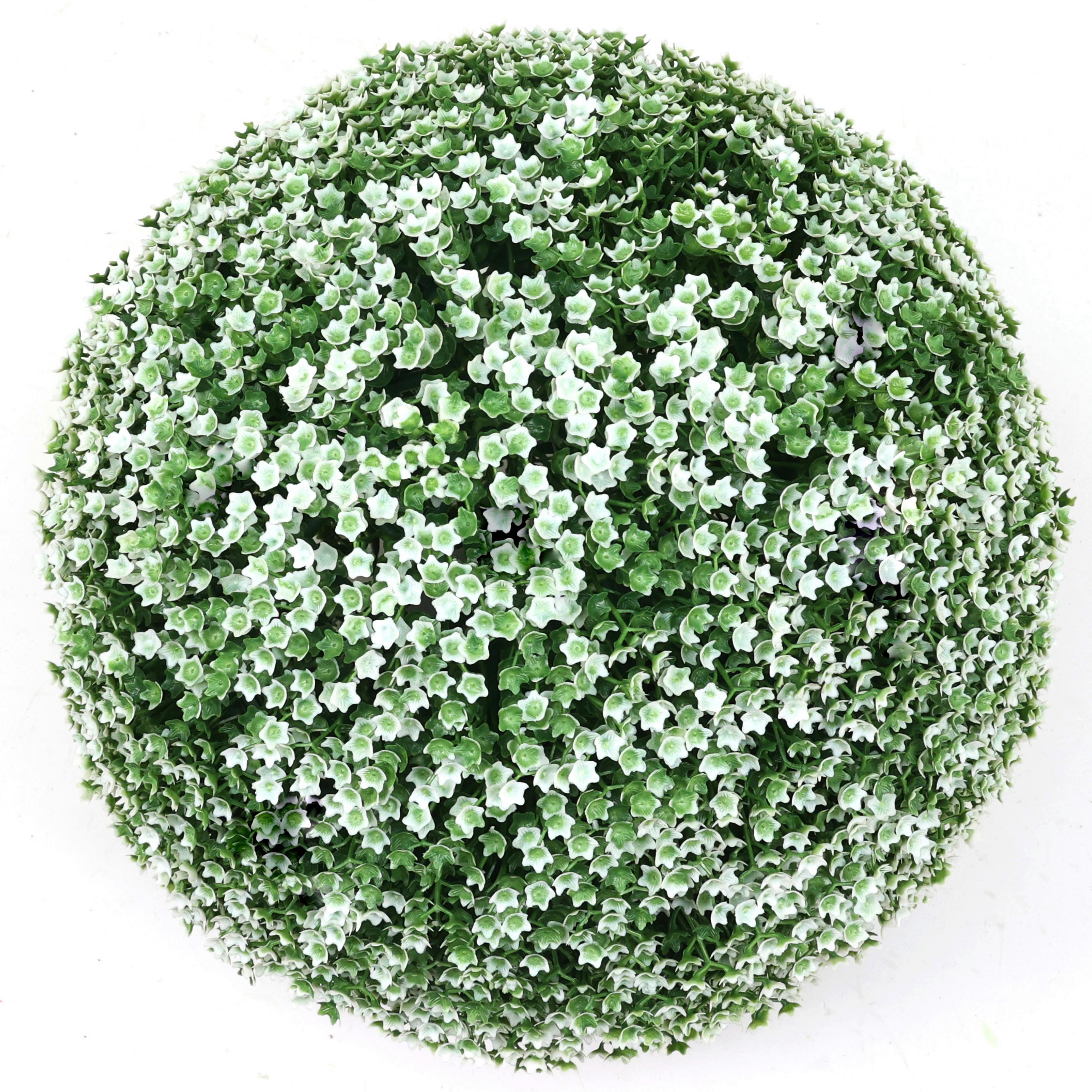 Blütenkugel Grün, Weiß D: 28 Cm, Ragna - Weiß/Grün, MODERN, Kunststoff (28cm) - Luca Bessoni