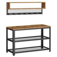 PREDSIEŇOVÝ NÁBYTOK KOV: ČIERNY, MDF: HNEDÁ - čierna/tmavohnedá, Trend, kov/kompozitné drevo (73/45,5/30cm) - MID.YOU