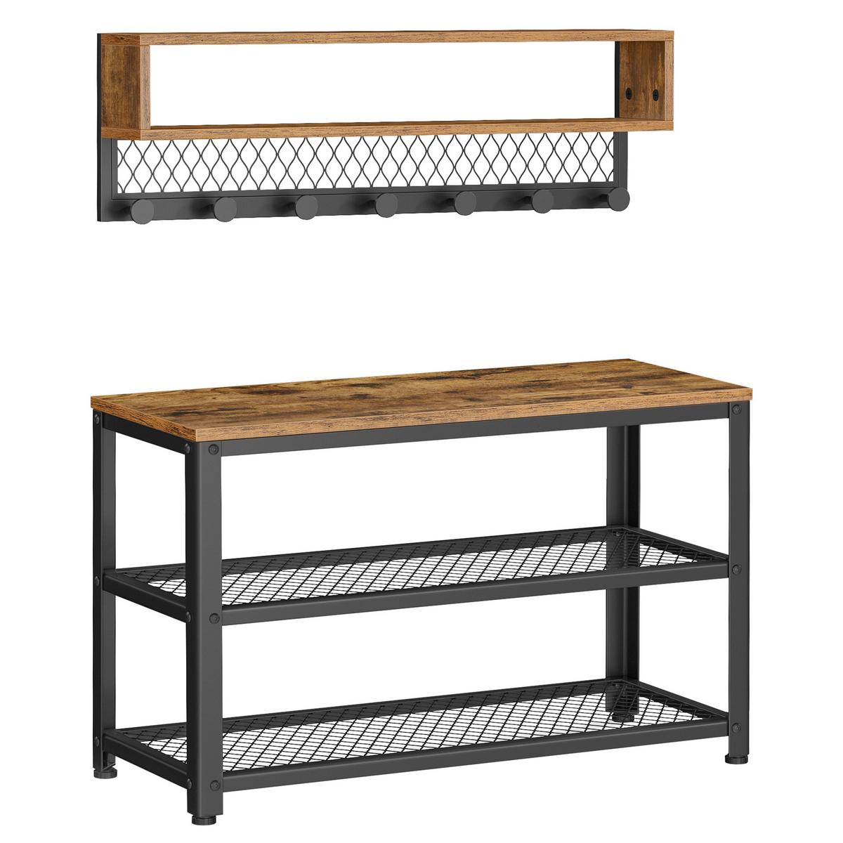 PREDSIEŇOVÝ NÁBYTOK KOV: ČIERNY, MDF: HNEDÁ - čierna/tmavohnedá, Trend, kov/kompozitné drevo (73/45,5/30cm) - MID.YOU