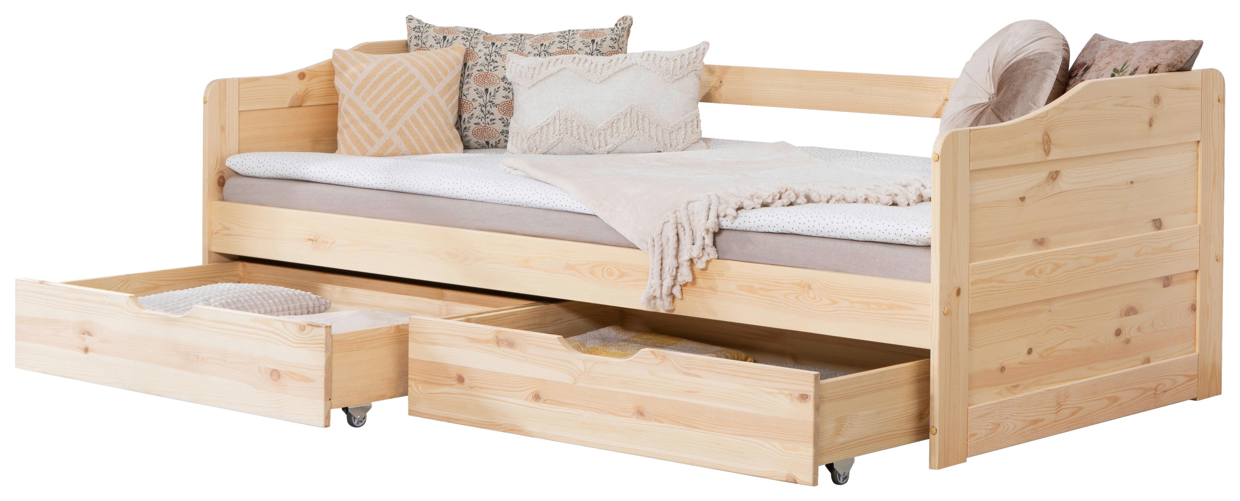 Stauraumbett 970484 Nelly - Naturfarben, MODERN, Holz (90/200cm) - MID.YOU