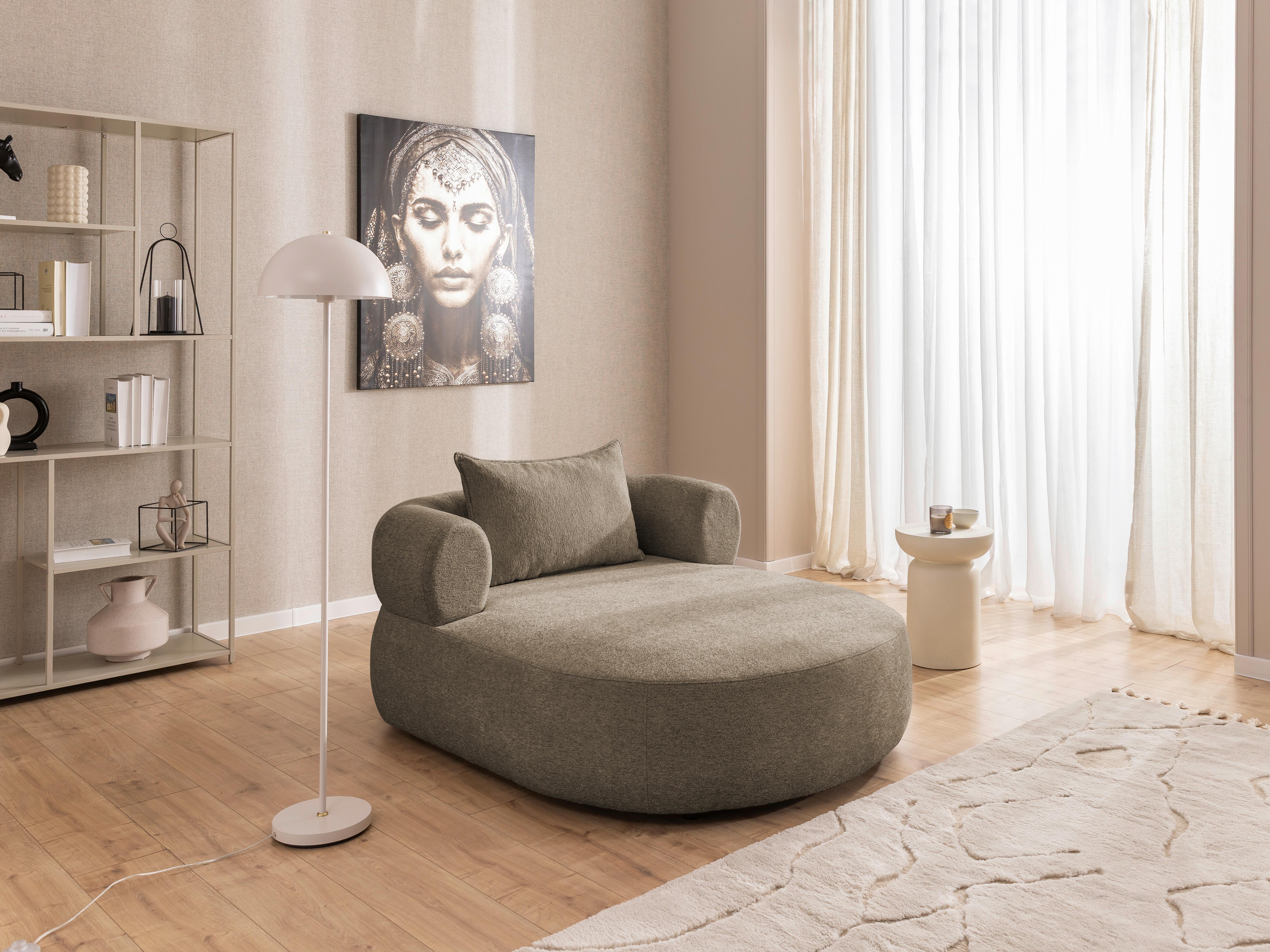 XXL-Sessel Ferro Braun B: 122 cm - Schwarz/Braun, Design, Textil (122/76/156cm) - Livetastic