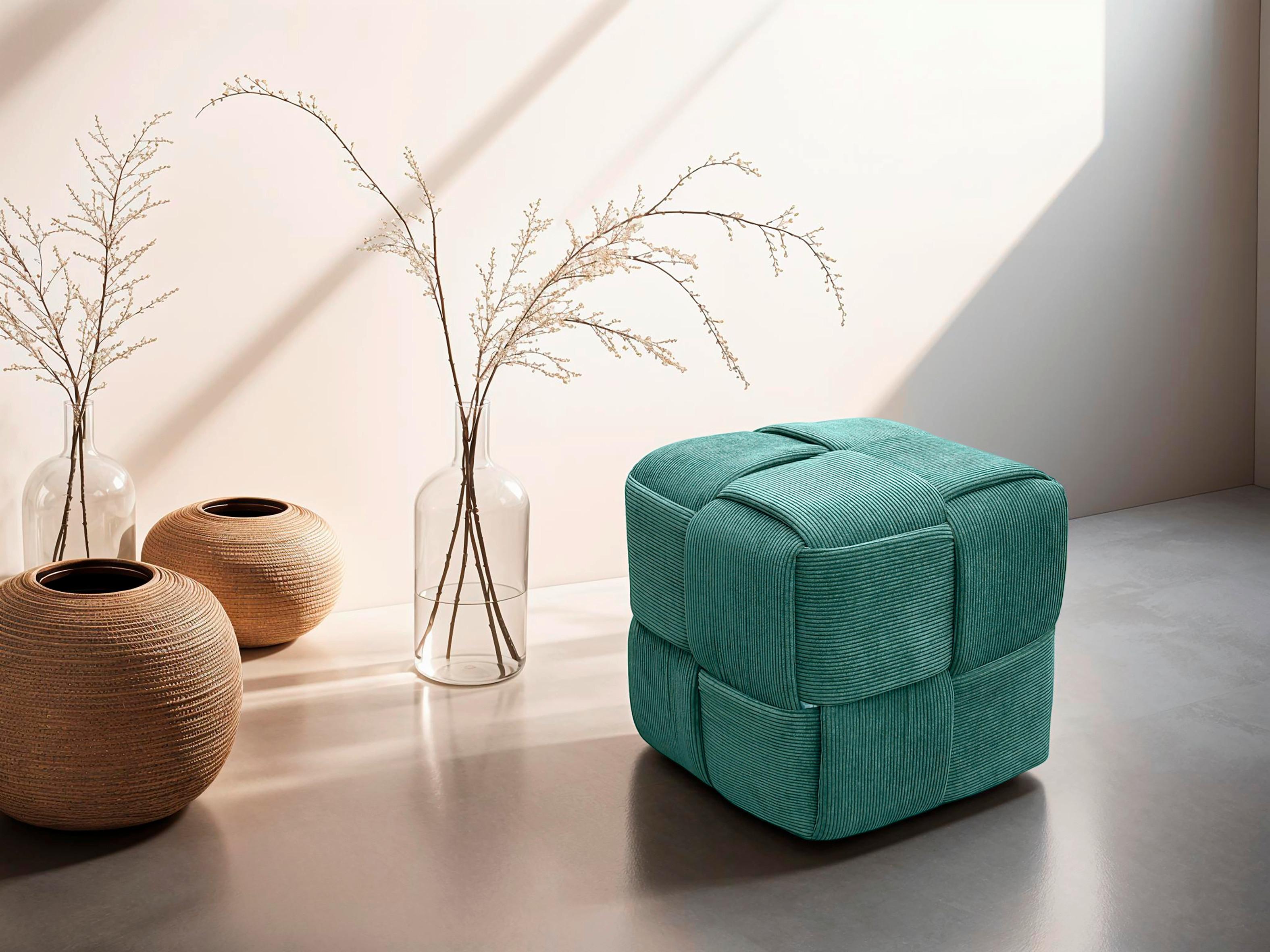 Pouf Urban Dunkelgrün Gepolstert - Dunkelgrün, Design, Textil (40/40/40cm) - MID.YOU