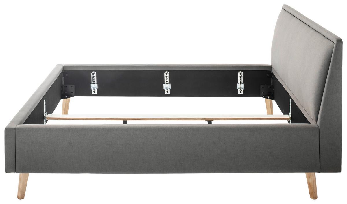 Polsterbett Frieda 180x200cm Hellgrau - Eichefarben/Hellgrau, KONVENTIONELL, Textil (180/200cm) - Livetastic