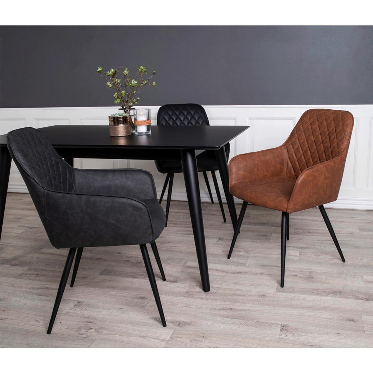 Armlehnstuhl-Set Harbo Cognac B: 57 cm - Cognac/Schwarz, MODERN, Textil/Metall (57/87/65cm) - MID.YOU