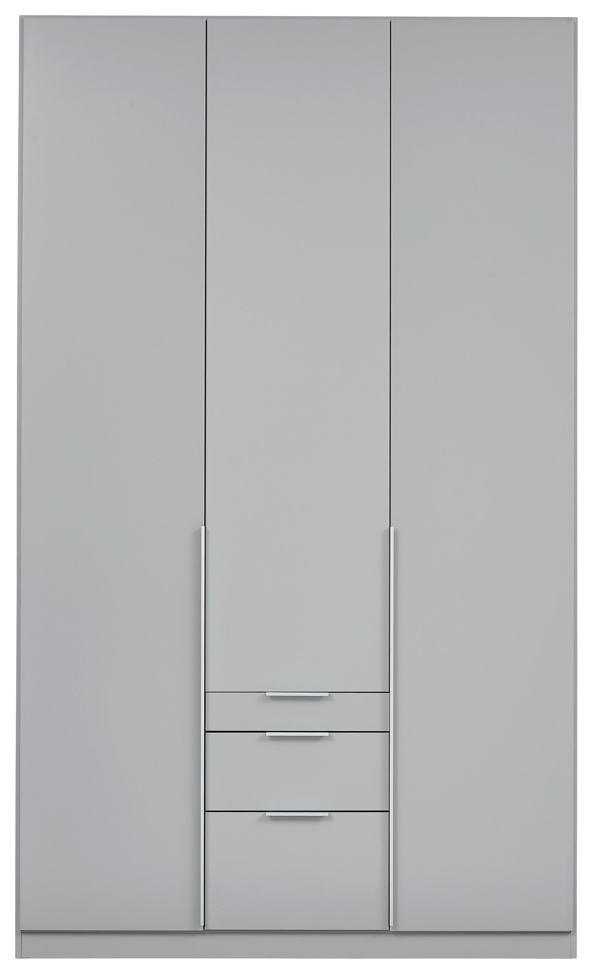 Drehtürenschrank mit Laden 136 cm Alabama, Seidengrau - Hellgrau, MODERN, Holzwerkstoff (136/229/54cm)