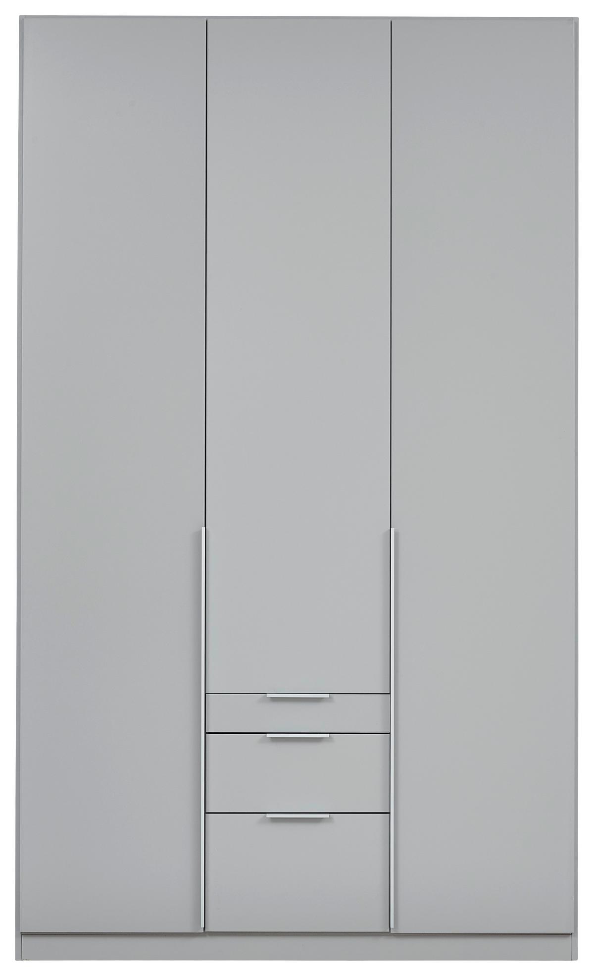 Drehtürenschrank mit Laden 136 cm Alabama, Seidengrau - Hellgrau, MODERN, Holzwerkstoff (136/229/54cm)
