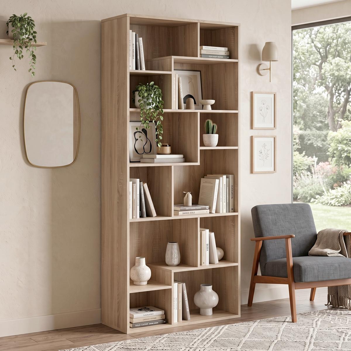 REGAL TETRIX BOOKSHELF - Sonoma Eiche, Design, Holzwerkstoff (87,5/197,5/33,5cm)