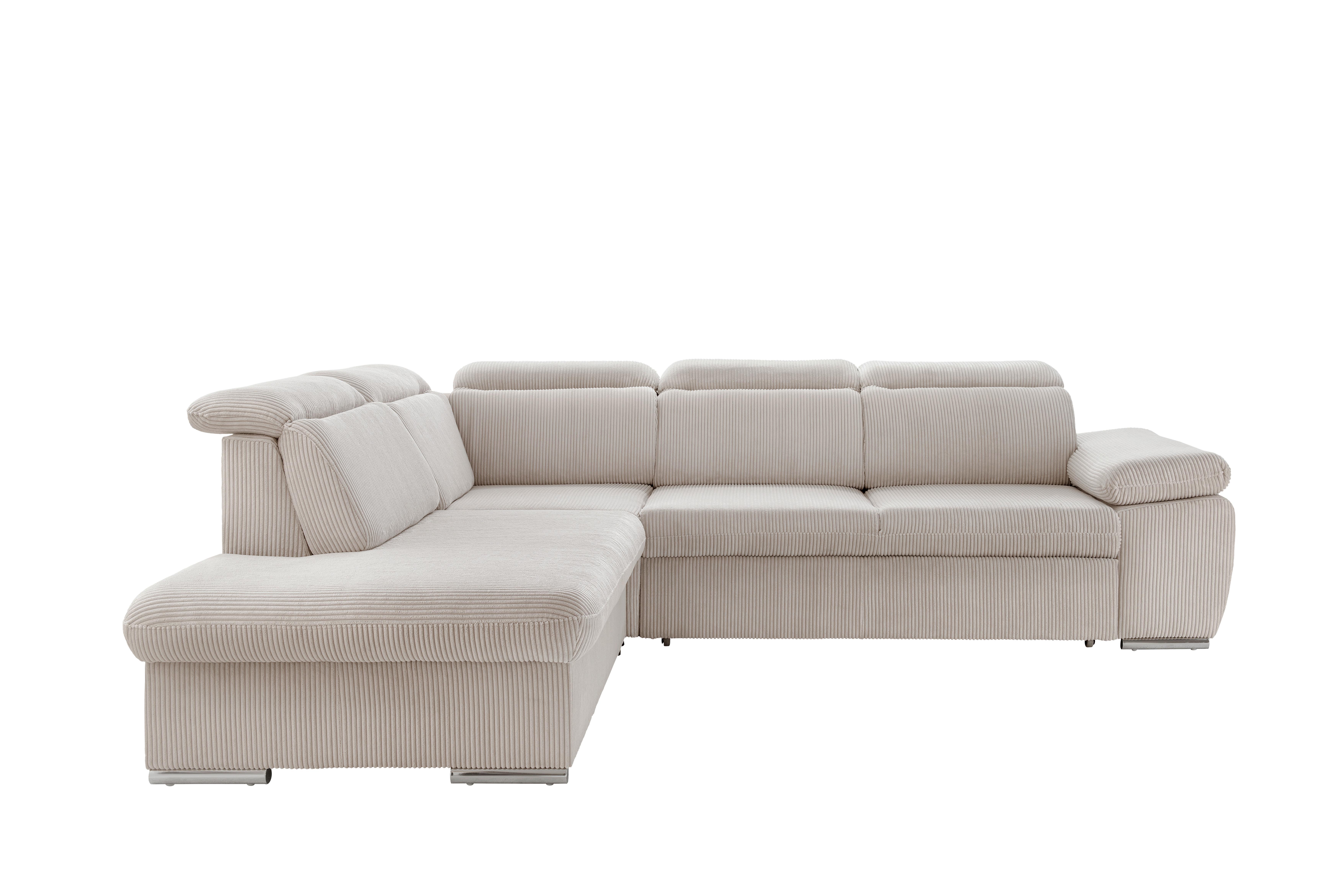 Ecksofa Vasto Beige S: 228x283 cm - Chromfarben/Beige, Design, Textil (228/283cm) - Livetastic