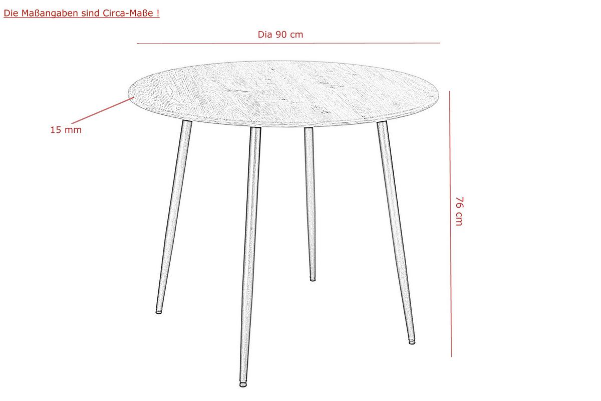 ESSTISCH HAGEN T - Schwarz/Eiche Artisan, MODERN, Holzwerkstoff/Metall (90/76/90cm) - P & B