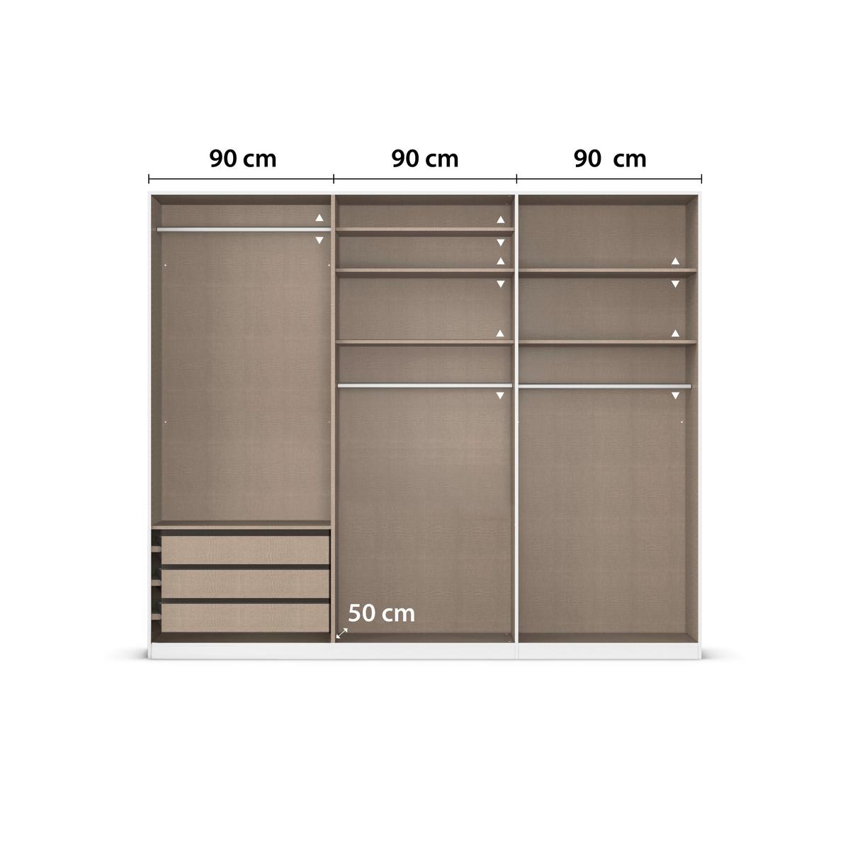 Kleiderschrank Safari B: 271 cm - Champagner/Eiche Artisan, KONVENTIONELL, Holzwerkstoff (271/210/54cm)