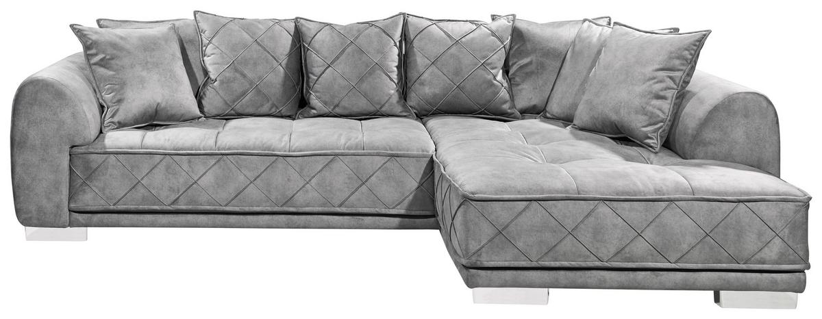 Sedacia súprava v tvare L SENTINA sivá - sivá/strieborná, Basics, textil/plast (319/194cm) - MID.YOU