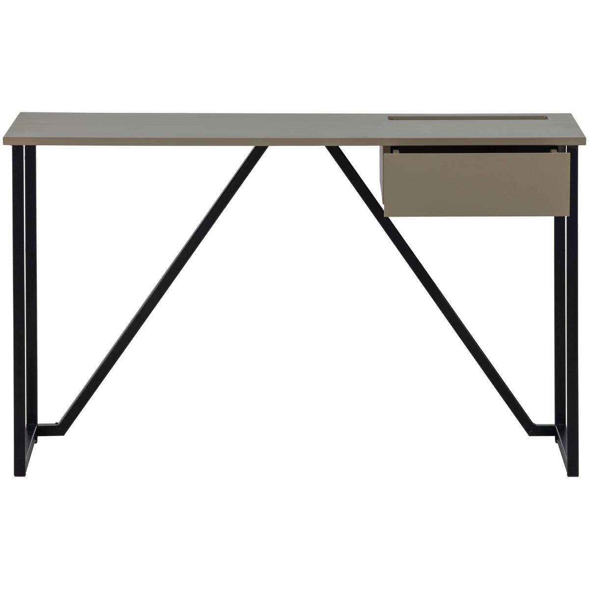 Schreibtisch New Julius Schlammfarben L: 126cm - Schlammfarben/Schwarz, MODERN, Holz/Metall (126/53/75cm) - Livetastic
