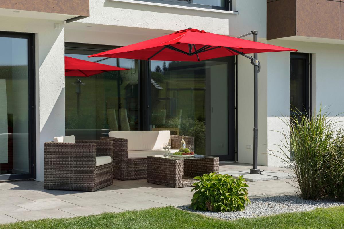 Ampelschirm Rhodos Junior BxHxT: 300x239x230 cm Rot - Anthrazit/Rot, Basics, Textil/Metall (300/239/230cm) - Schneider