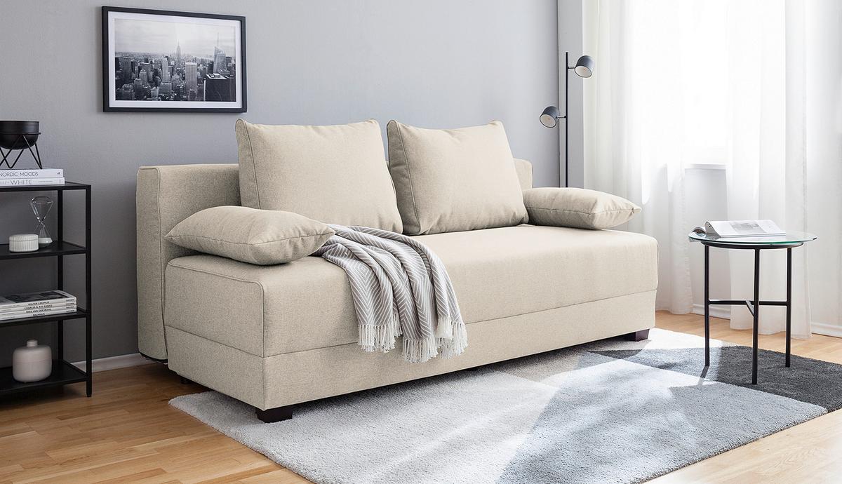 Schlafsofa Dingo, Creme B: 202 cm - Dunkelbraun/Creme, Design, Textil (202/85/110cm) - MID.YOU